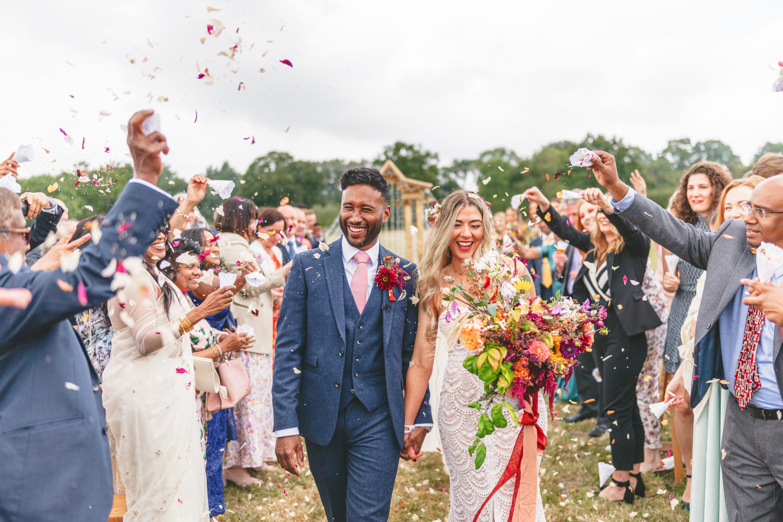 Relaxed documentary confetti wedding photos in Solihull